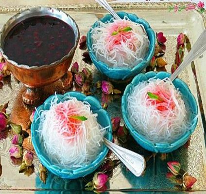 Faloodeh (Persian Lime and Rose Water Granita With Rice Noodles)
